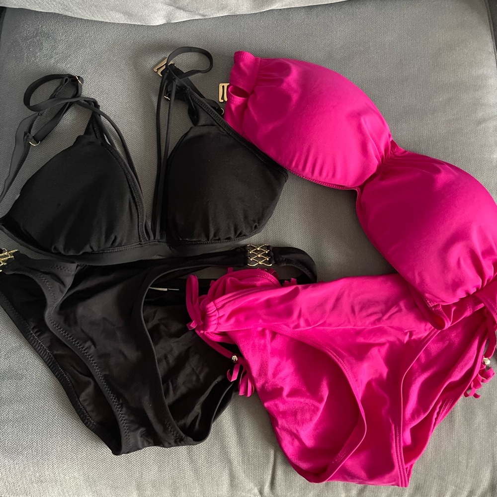 Set of Two La Vie En Rose black and fuchsia size Large